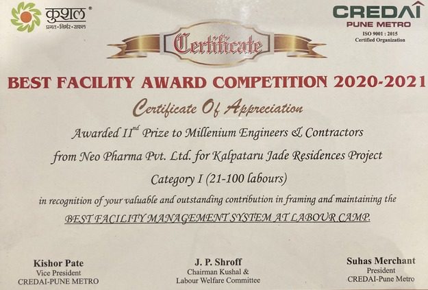 Best Facility 2020 – Certificate-mscpl