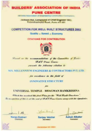 2002-BAI – Well Built Structure – 1st Prize – Universal Temple-mscpl