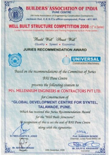 2008-BAI – Well Built Structure – Jury’s Recommendation Award-mscpl