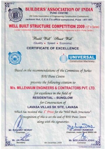 2009-BAI – Well Built Structure – 1st Prize-Lavasa-mscpl